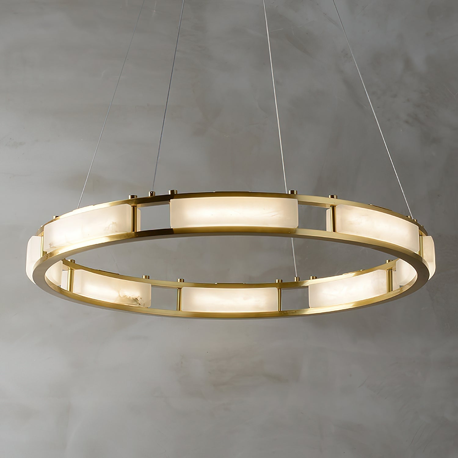Cuzora Modern Minimalist Brass Alabaster Chandelier - Lamp Copper