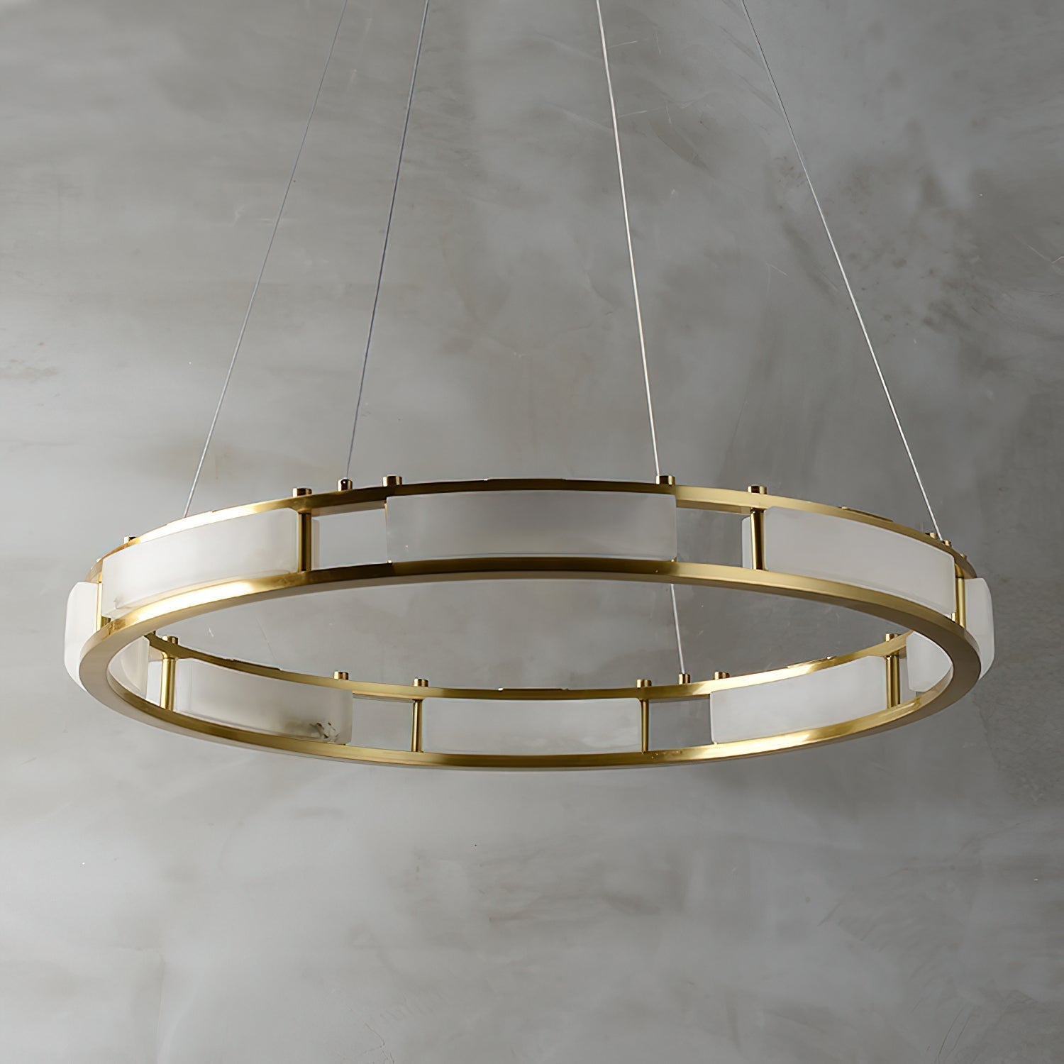 Cuzora Modern Minimalist Brass Alabaster Chandelier - Lamp Copper