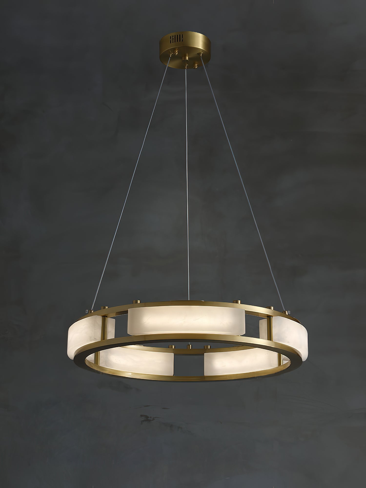 Cuzora Modern Minimalist Brass Alabaster Chandelier - Lamp Copper