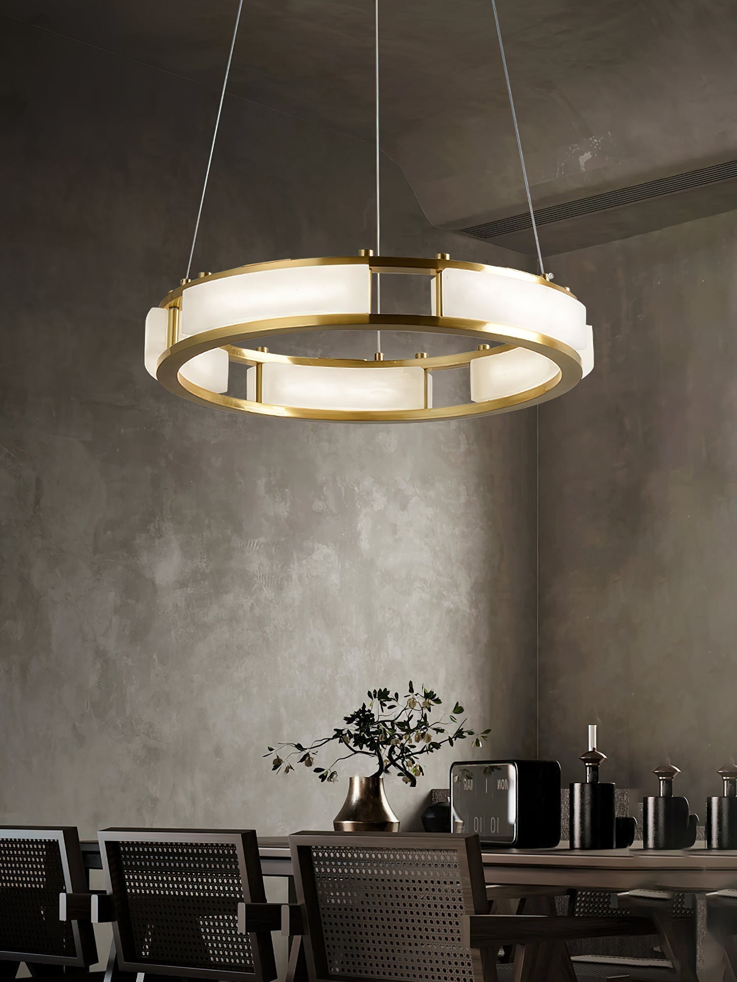 Cuzora Modern Minimalist Brass Alabaster Chandelier - Lamp Copper
