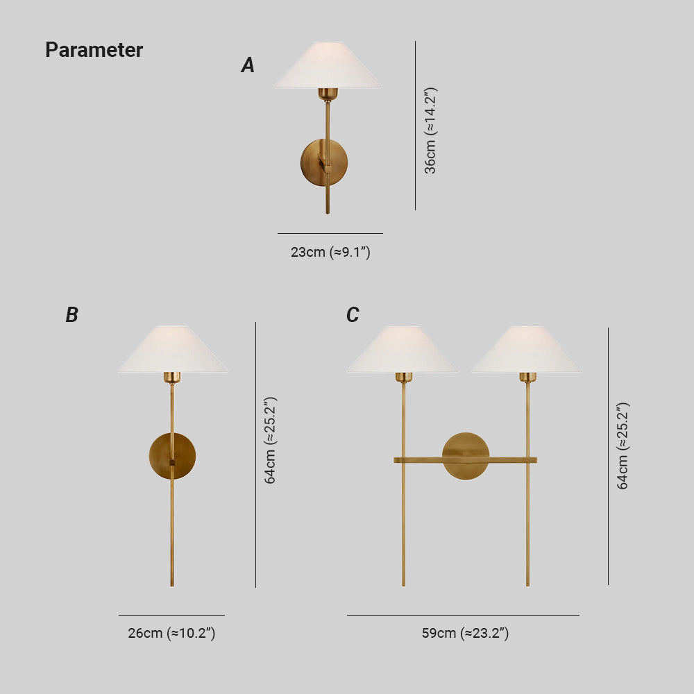Silva Lámpara de Pared con Pantalla Cónica Blanca de Tela