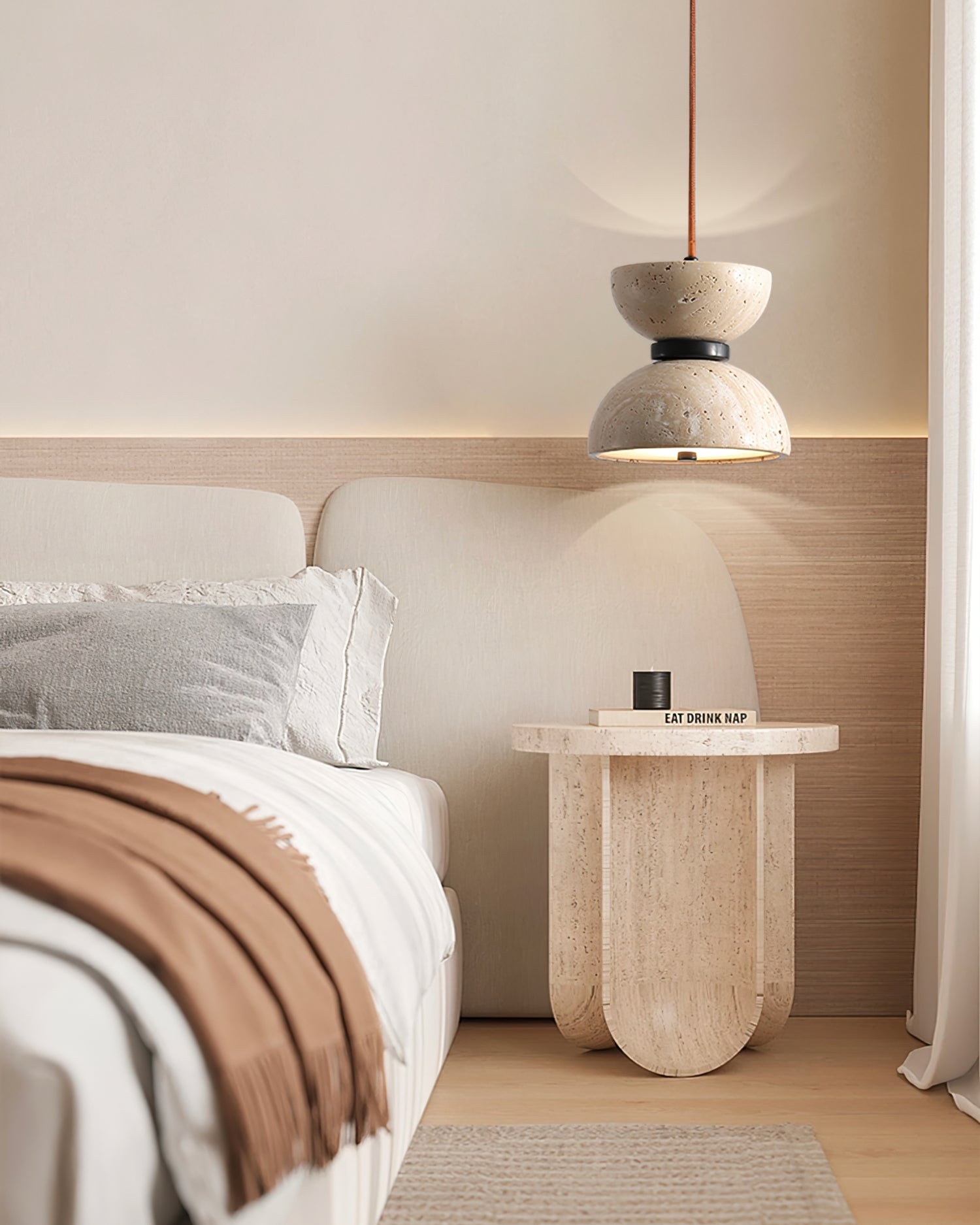 Tersus Travertine Hourglass Pendant Light Double-dome - Letslighting