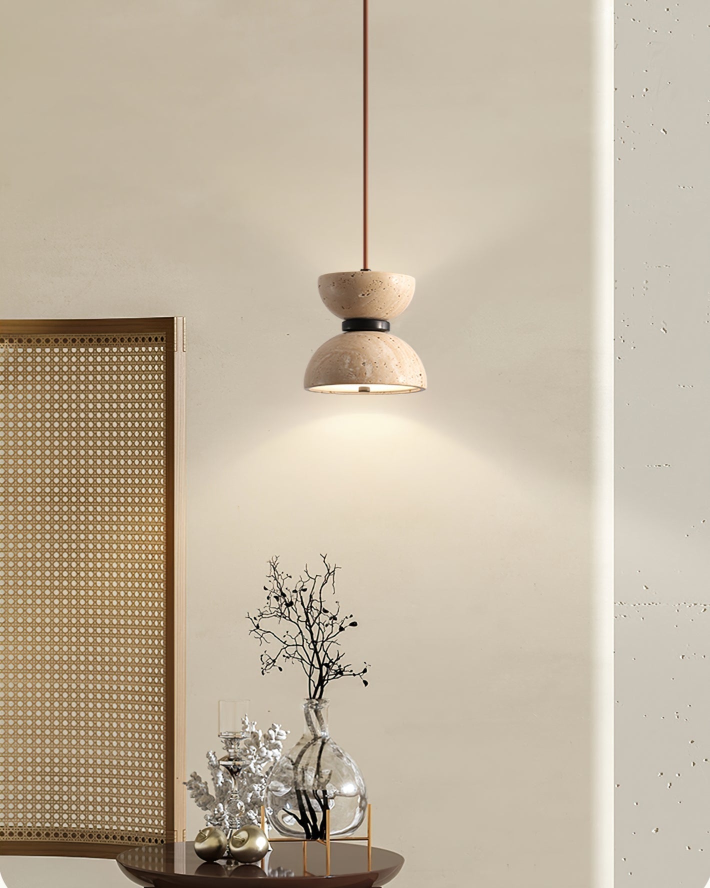 Tersus Travertine Hourglass Pendant Light Double-dome - Letslighting