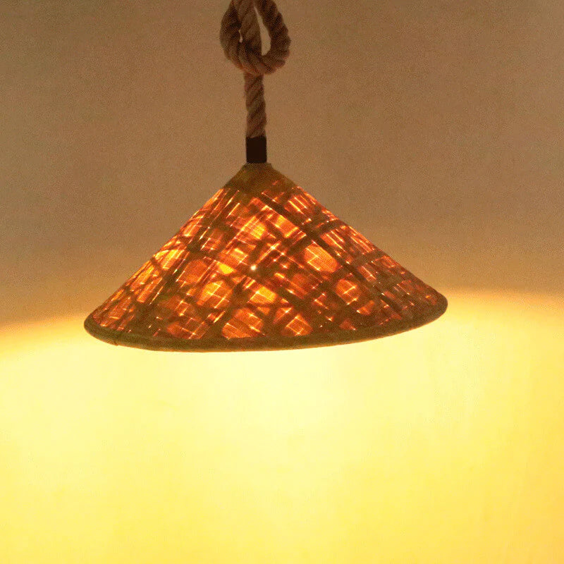 Ritta Moderno Sombrero LED Lámpara Colgante Ratán Salón/Bar