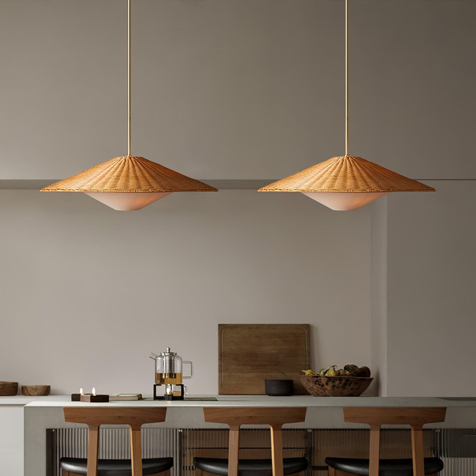 Rattan Hat Pendant Light - Letslighting