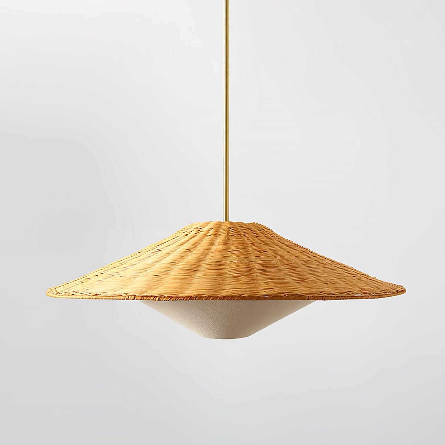 Rattan Hat Pendant Light - Letslighting