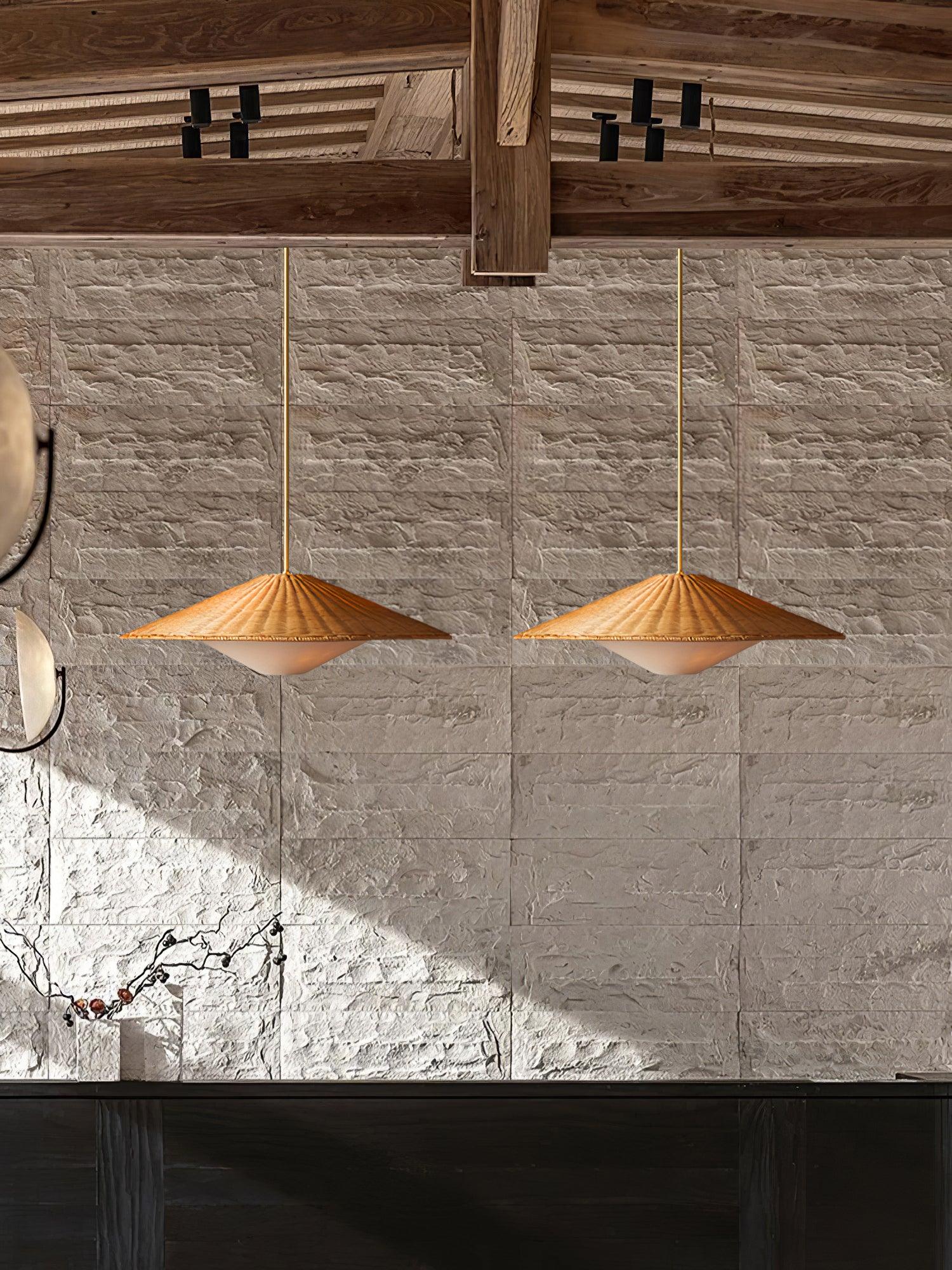 Rattan Hat Pendant Light - Letslighting