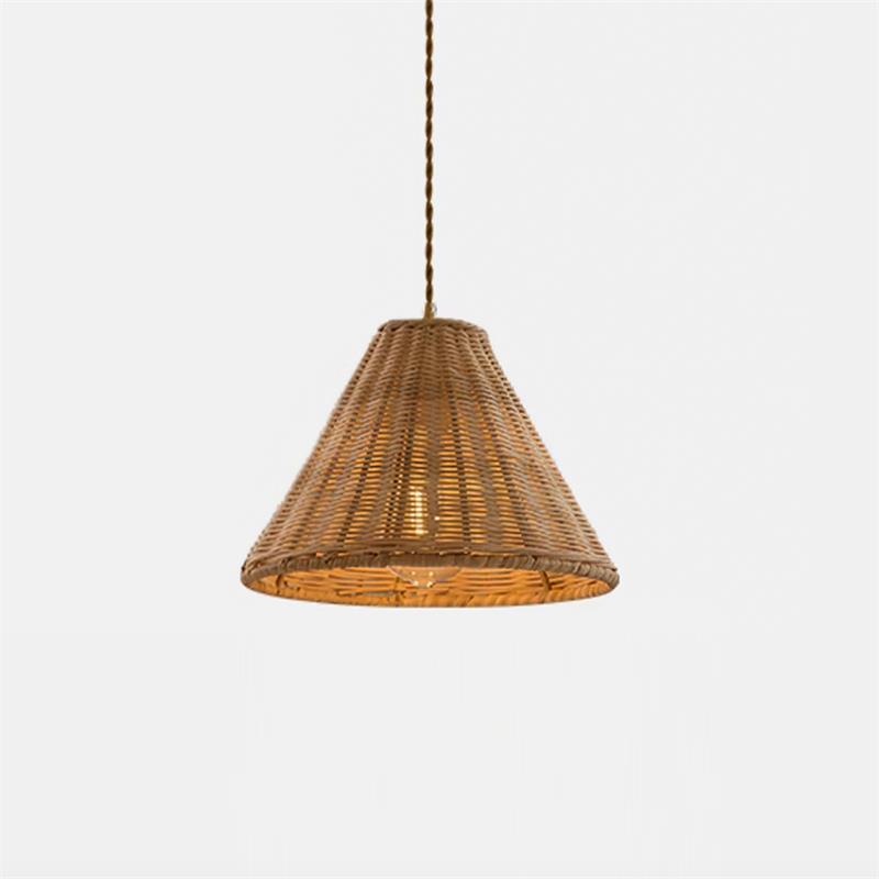 Pendant Lamp Rattan Shade and Metal Body Cone Shape Natural Minimalist - Letslighting
