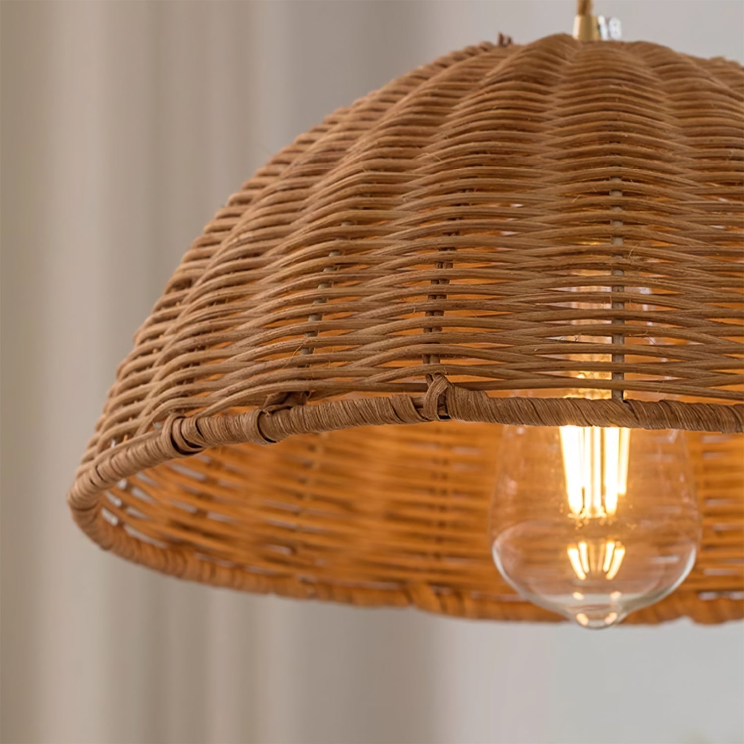 Pendant Lamp Rattan Shade and Metal Body Cone Shape Natural Minimalist - Letslighting