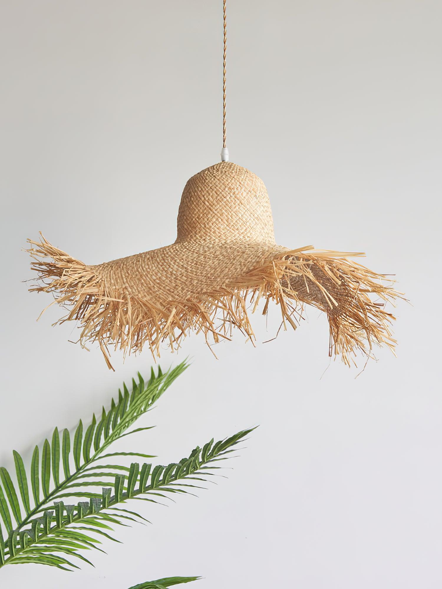 Rattan Straw Hat Pendant Light - Letslighting