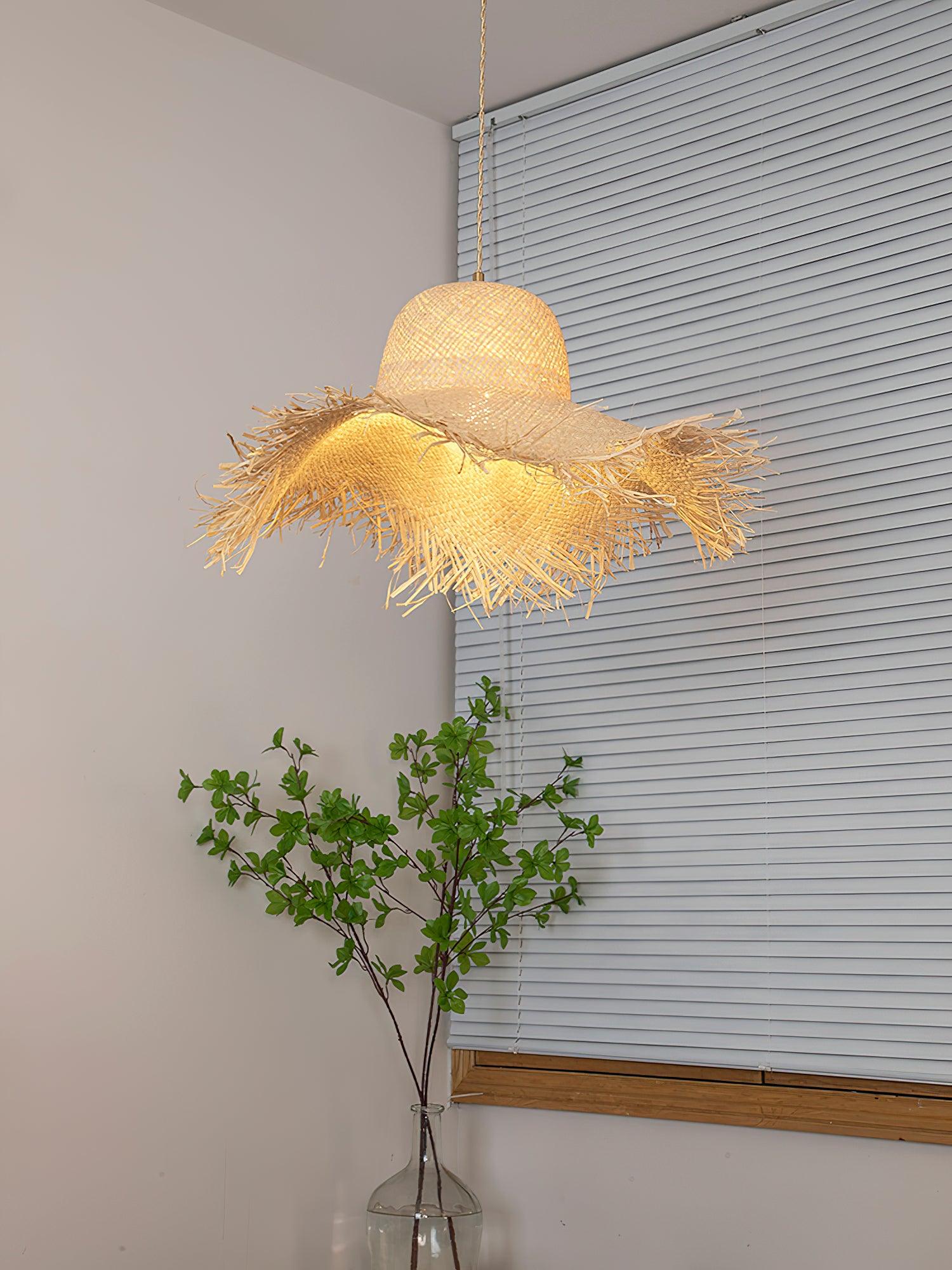 Rattan Straw Hat Pendant Light - Letslighting