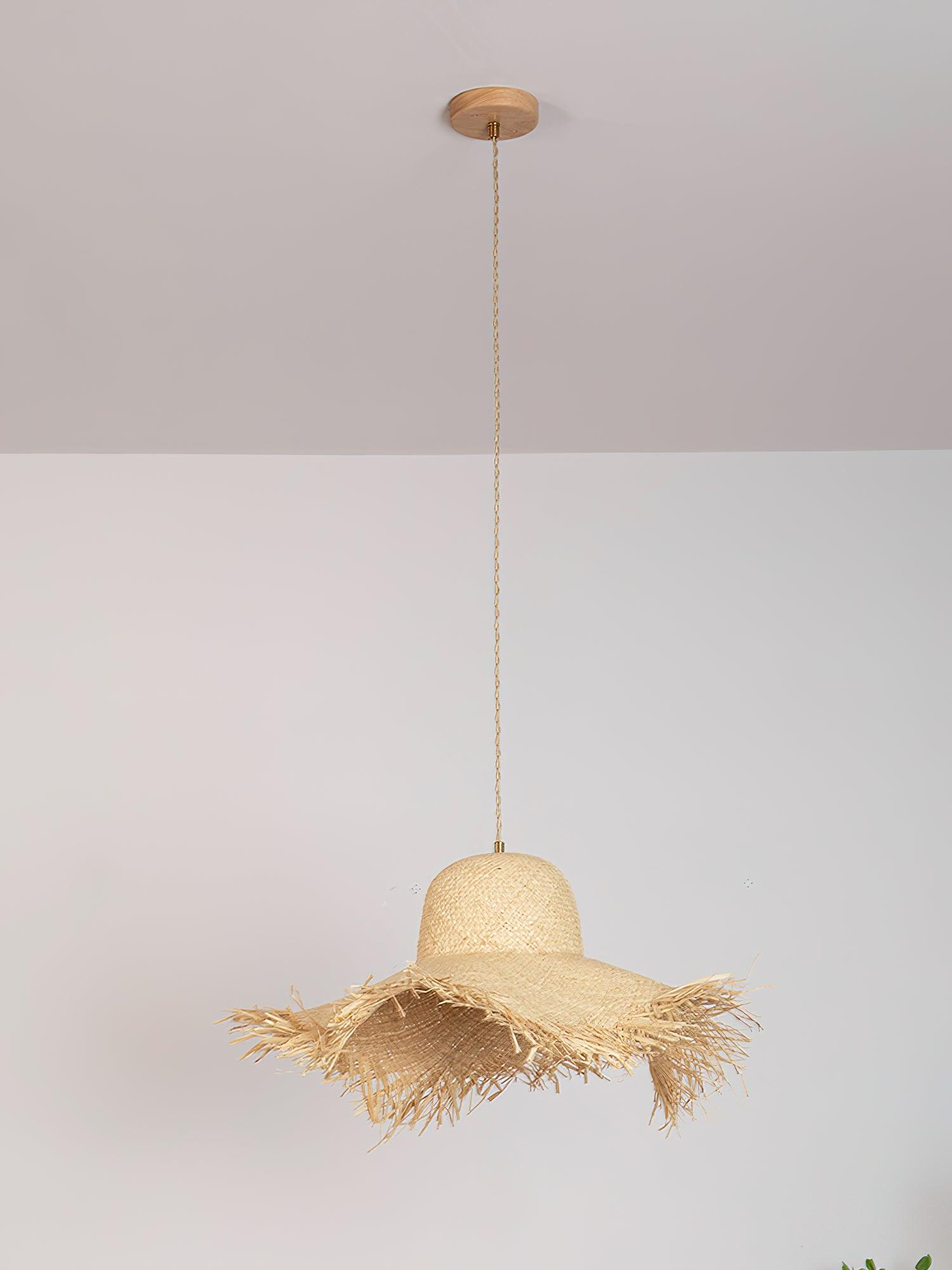 Rattan Straw Hat Pendant Light - Letslighting