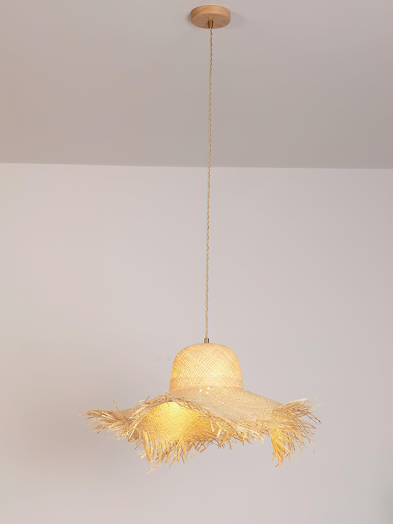Rattan Straw Hat Pendant Light - Letslighting