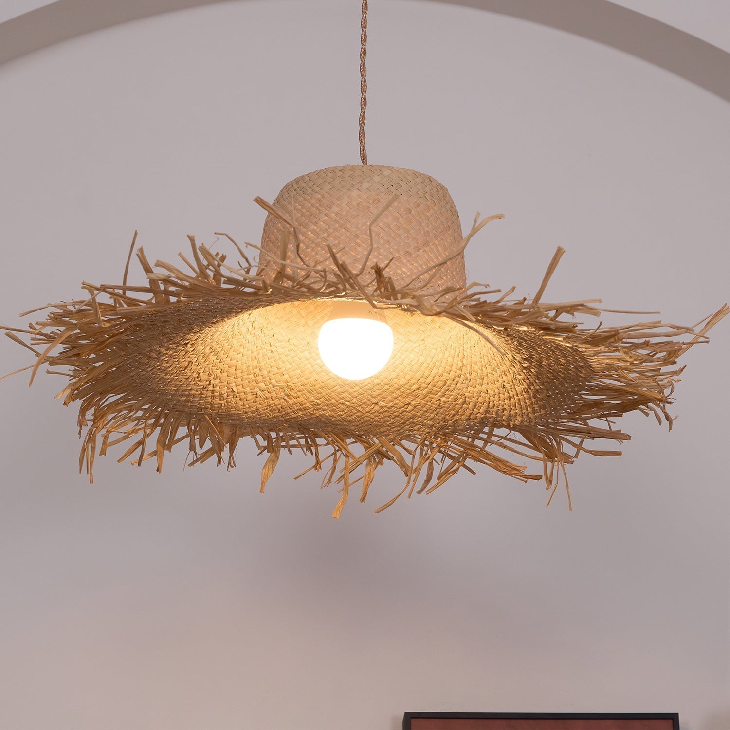 Rattan Straw Hat Pendant Light - Letslighting