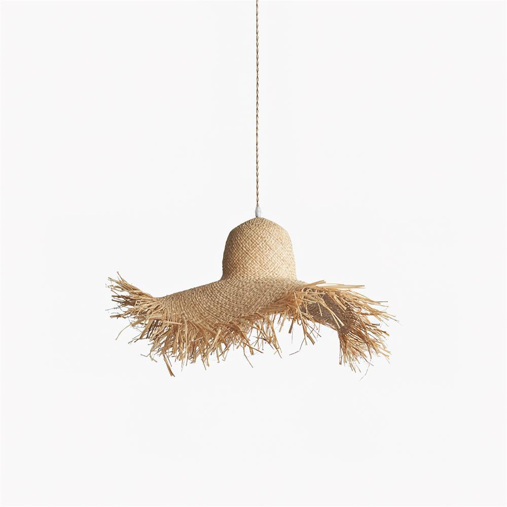 Rattan Straw Hat Pendant Light - Letslighting