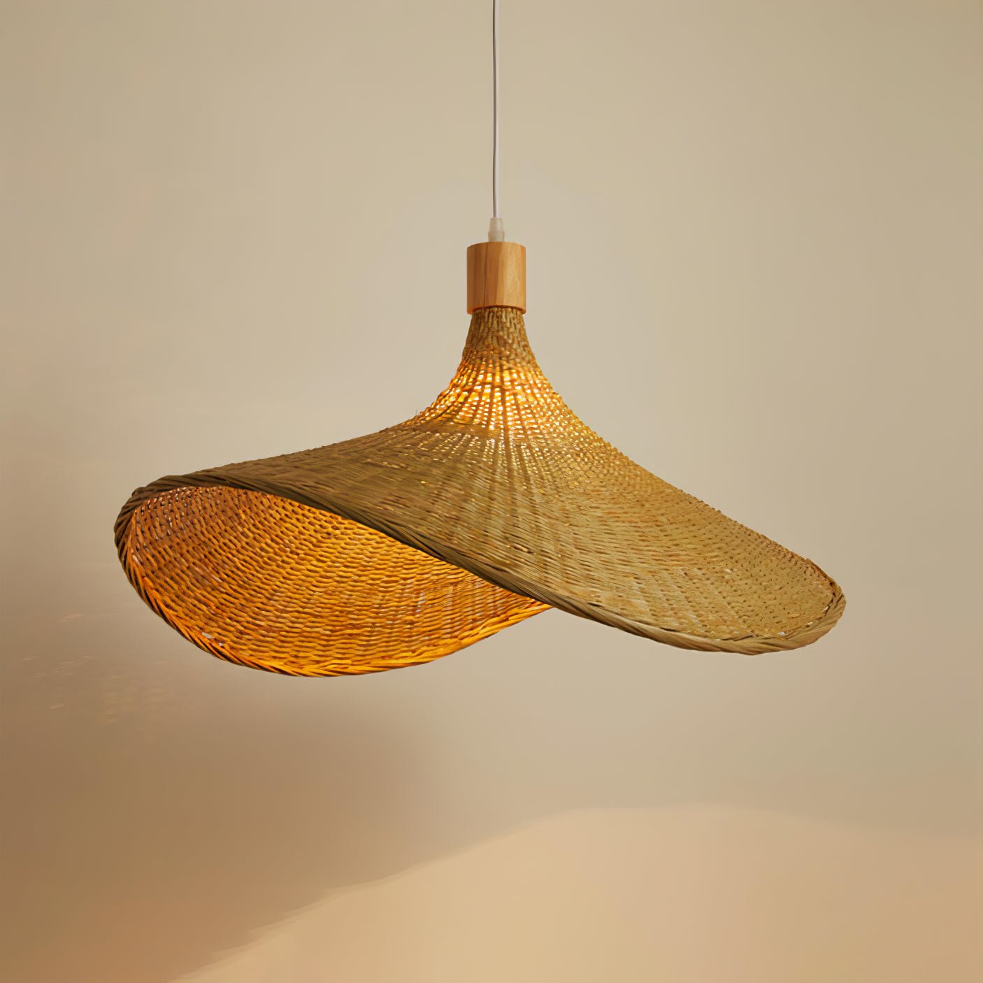 Rattan Weave Hat Pendant Light - Letslighting