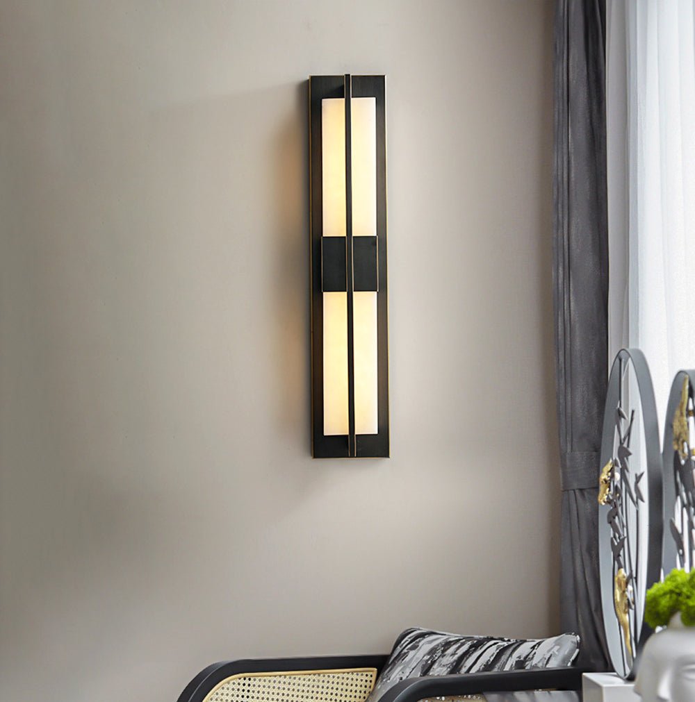 Caspian Alabaster Brass Wall Light - Letslighting