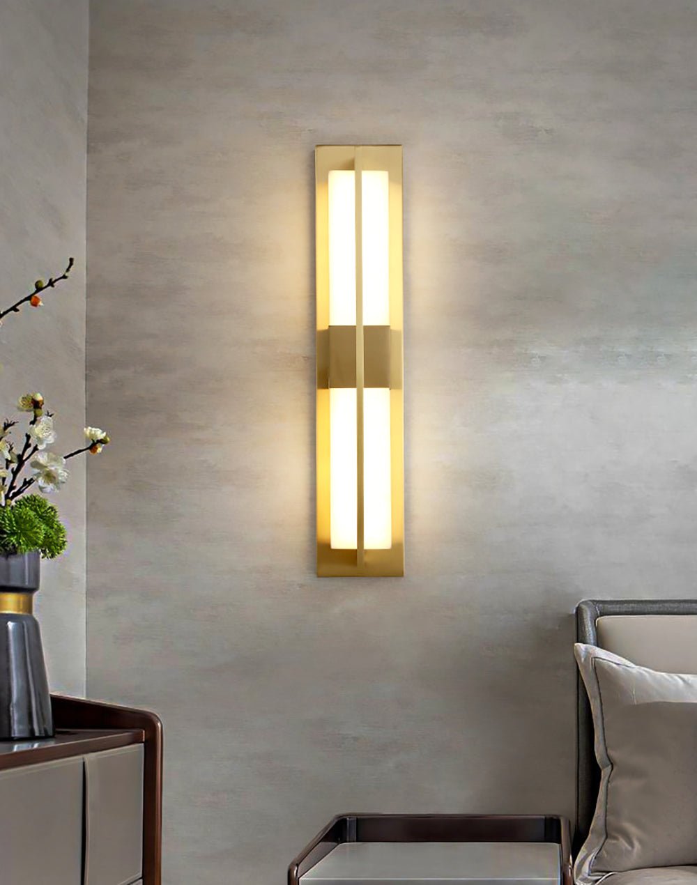 Caspian Alabaster Brass Wall Light - Letslighting