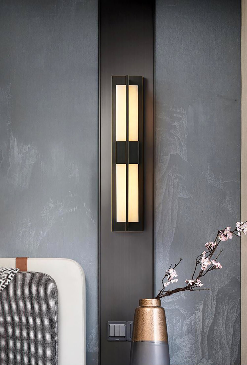 Caspian Alabaster Brass Wall Light - Letslighting