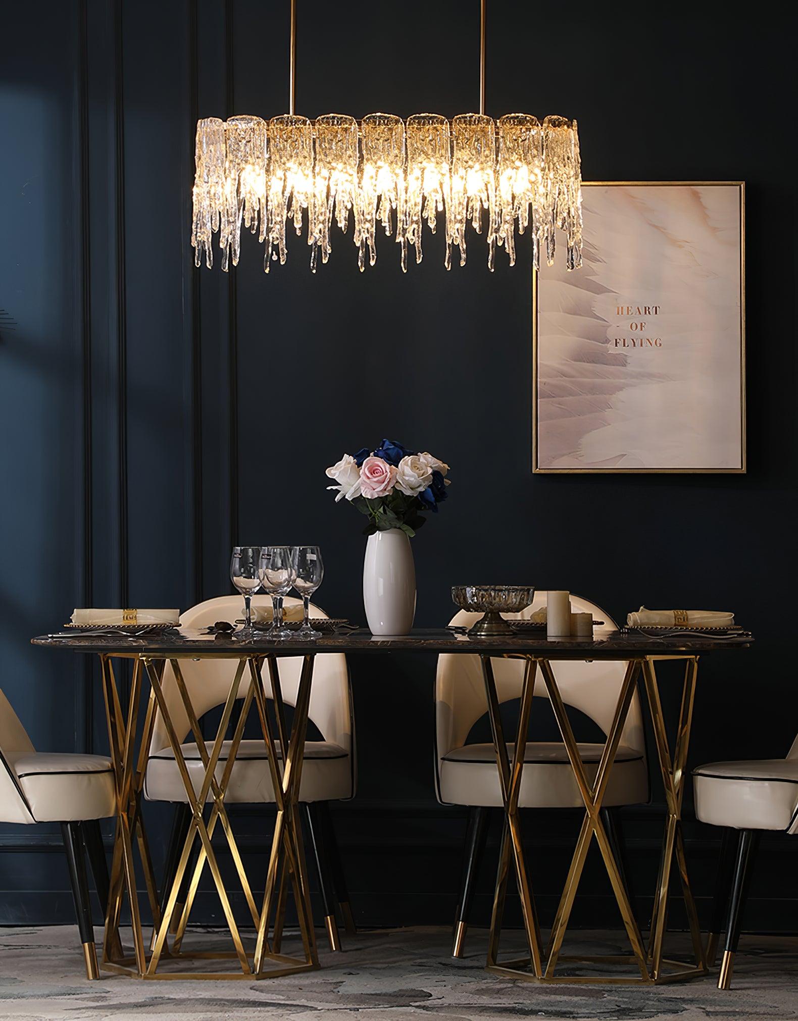 Cathaa Postmodern Luxury Rectangular Icicle Glass Crystal Chandelier - Letslighting