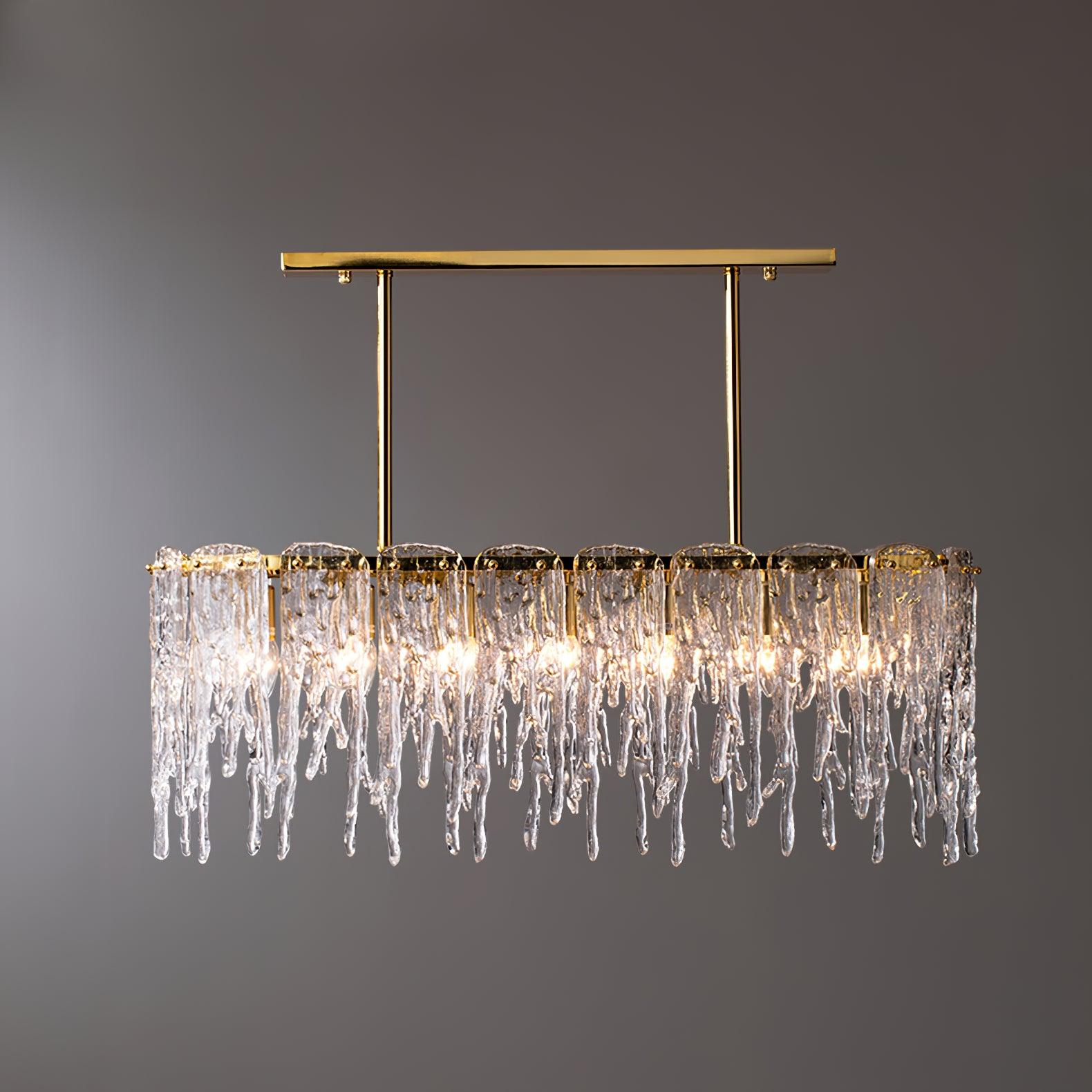 Cathaa Postmodern Luxury Rectangular Icicle Glass Crystal Chandelier - Letslighting