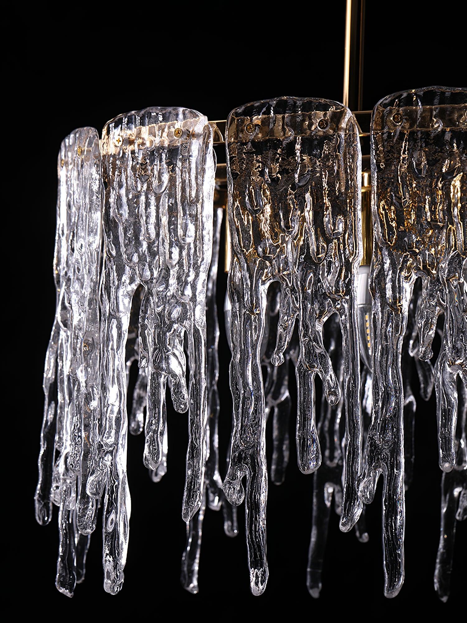 Cathaa Postmodern Luxury Rectangular Icicle Glass Crystal Chandelier - Letslighting