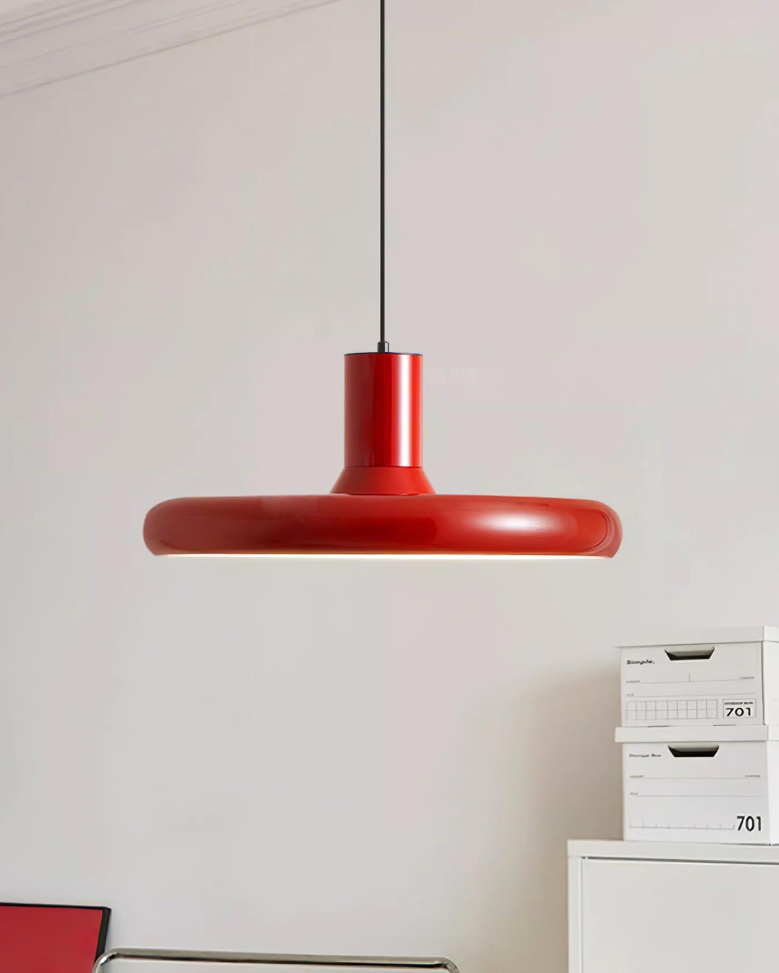 Pendant Lamp Frisbee Red Industrial Contemporary - Letslighting