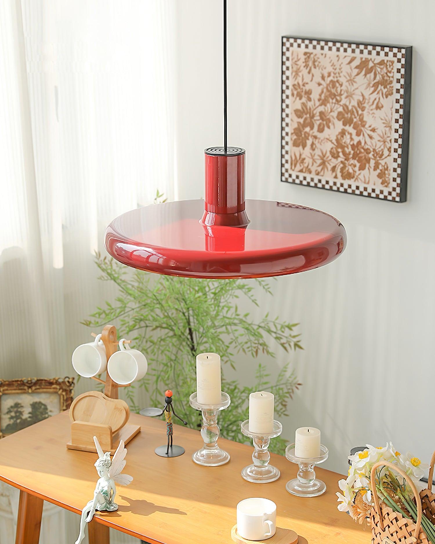 Pendant Lamp Frisbee Red Industrial Contemporary - Letslighting