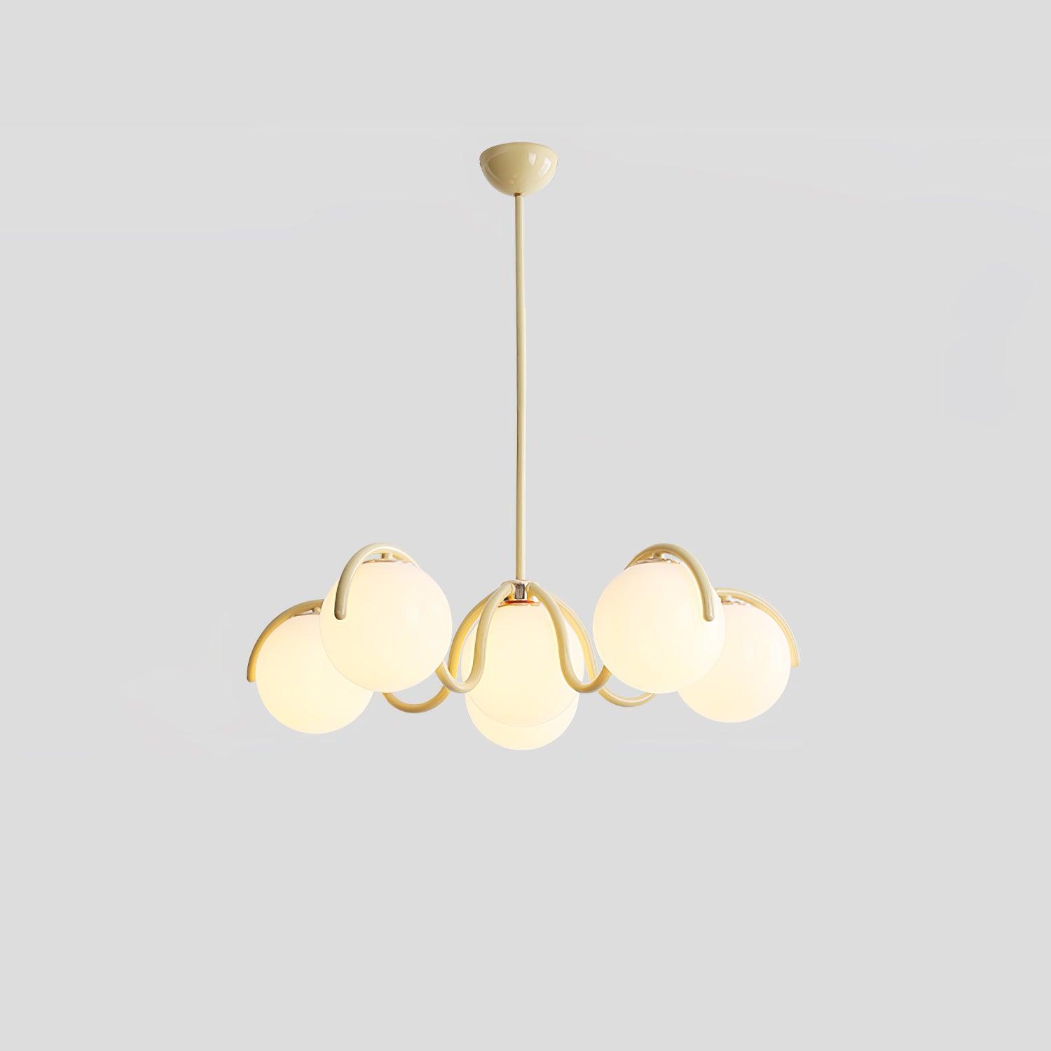 Aria Lámpara de Araña Lineal Curva Roja y Plateada