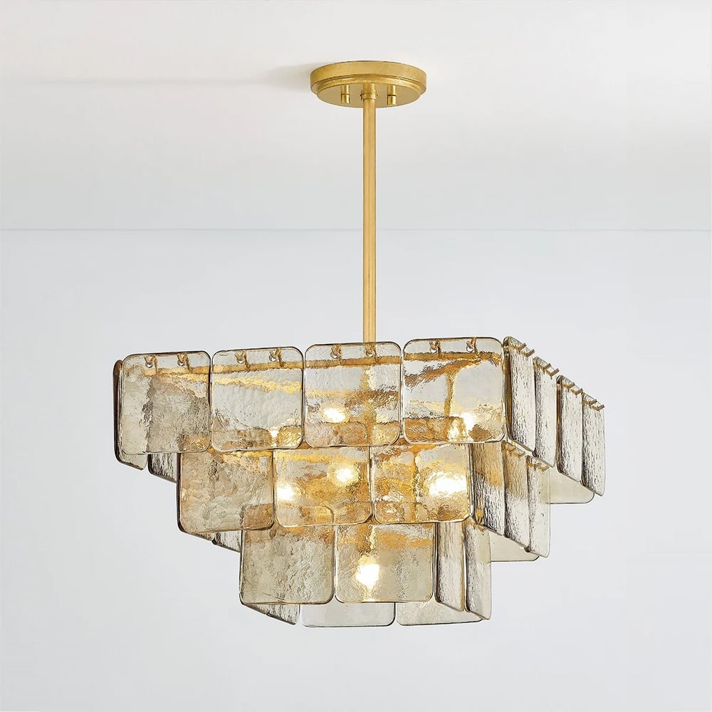 Aurora Chandelier Champagne Piastre Glass Modern - Letslighting