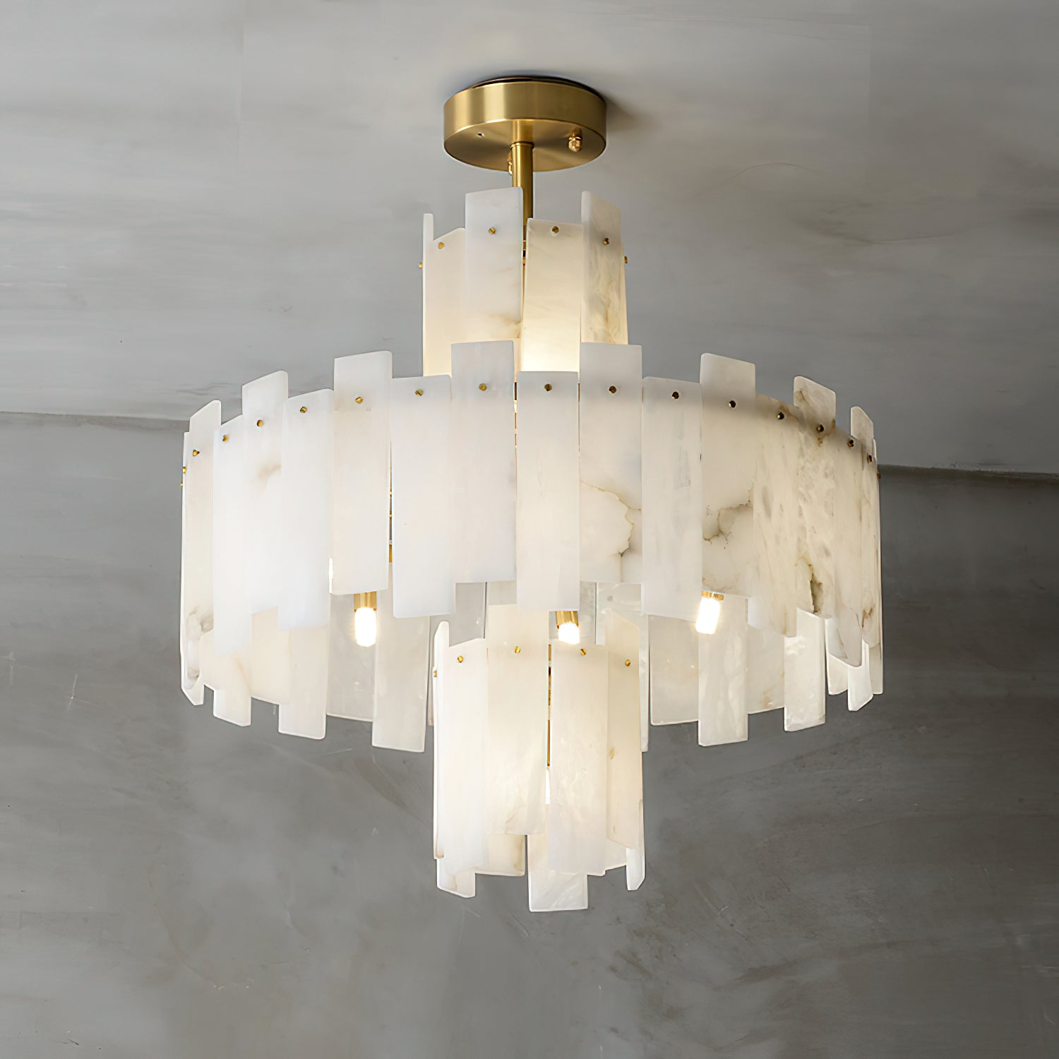 Zosolia Postmodern Luxury Brass Alabaster Chandelier - Lamp Copper