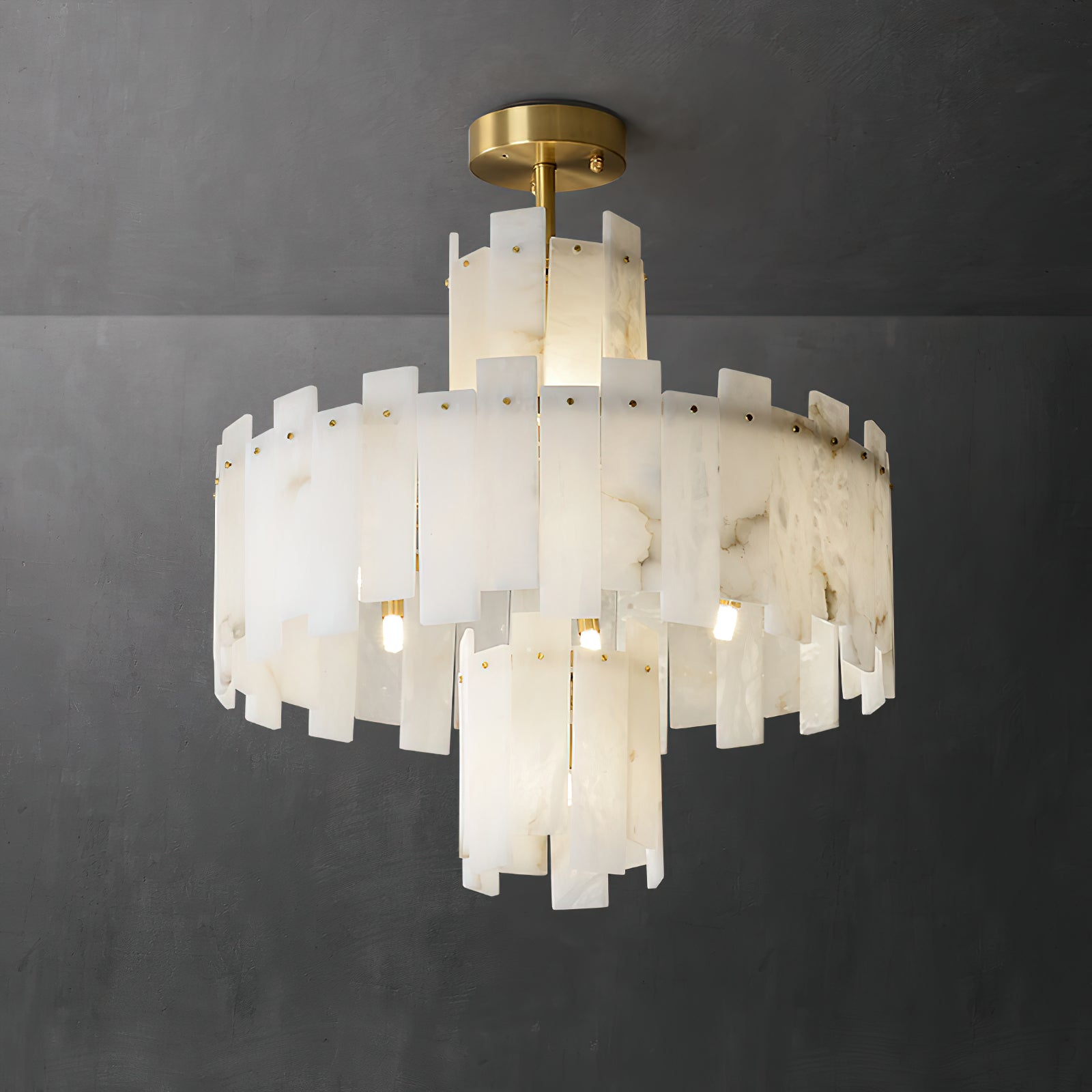 Zosolia Postmodern Luxury Brass Alabaster Chandelier - Lamp Copper