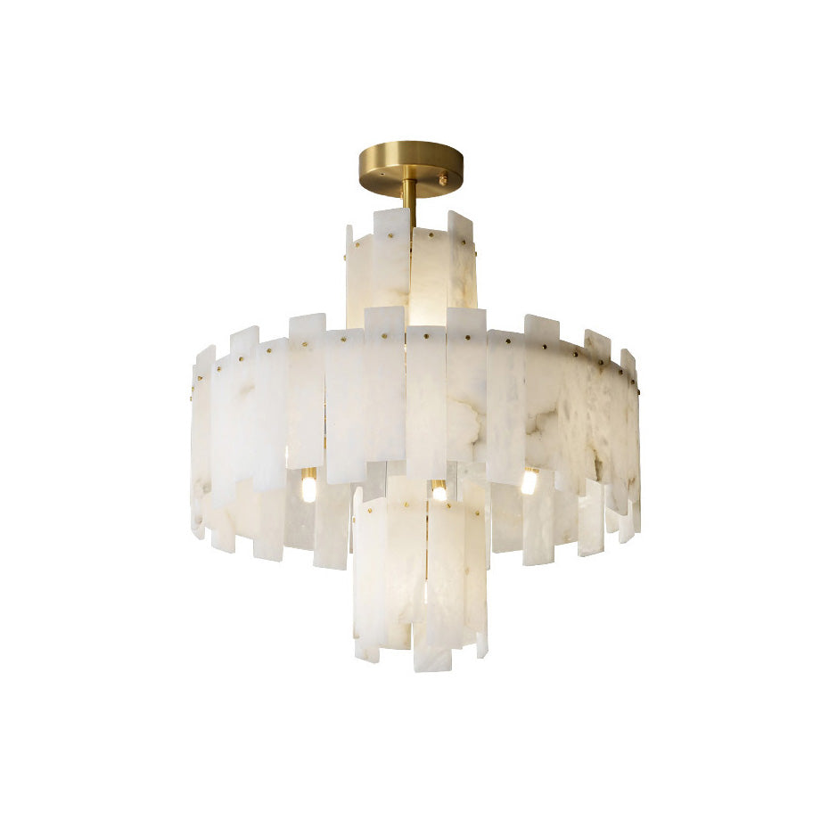 Zosolia Postmodern Luxury Brass Alabaster Chandelier - Lamp Copper