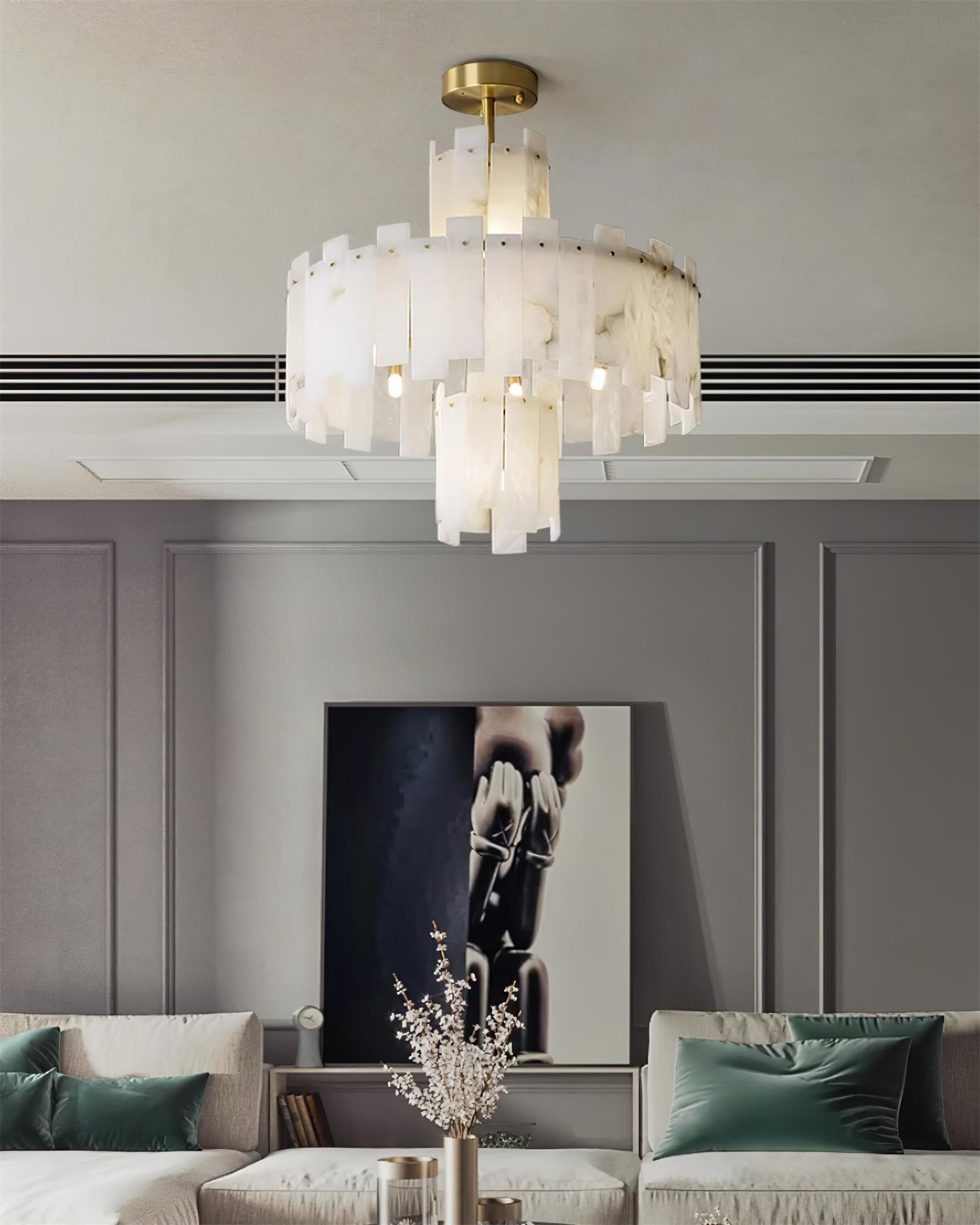 Soraya Art Deco Alabaster Chandelier - Letslighting