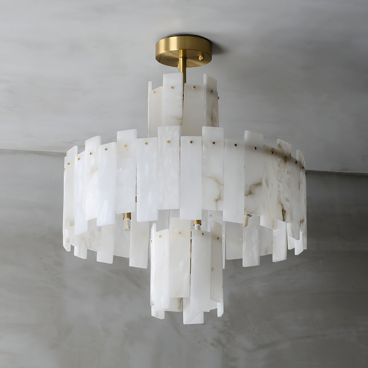Zosolia Postmodern Luxury Brass Alabaster Chandelier - Lamp Copper