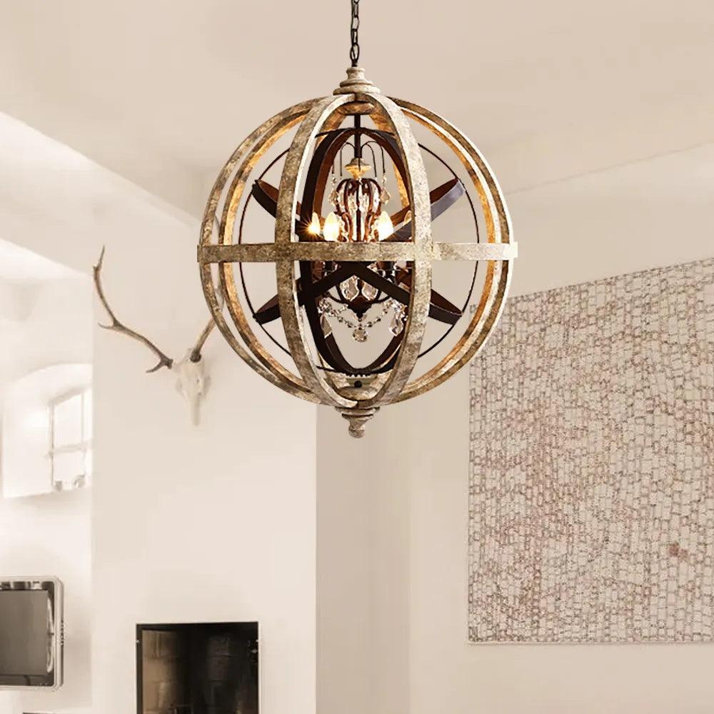 Retro Globe Weathered Chandelier - Letslighting