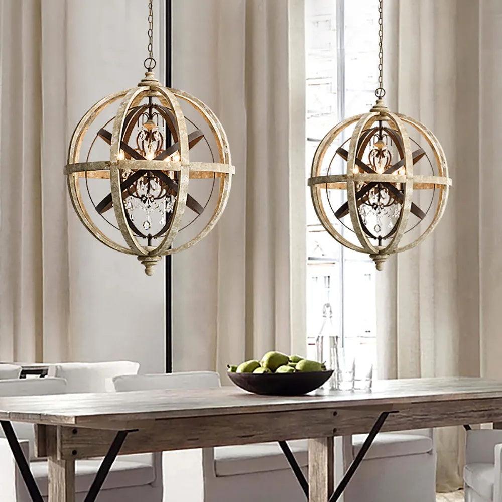 Retro Globe Weathered Chandelier - Letslighting