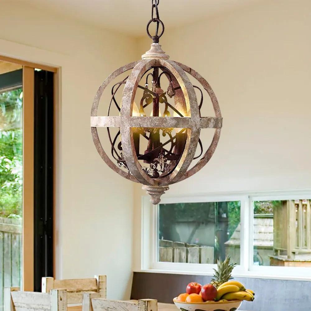 Retro Globe Weathered Chandelier - Letslighting