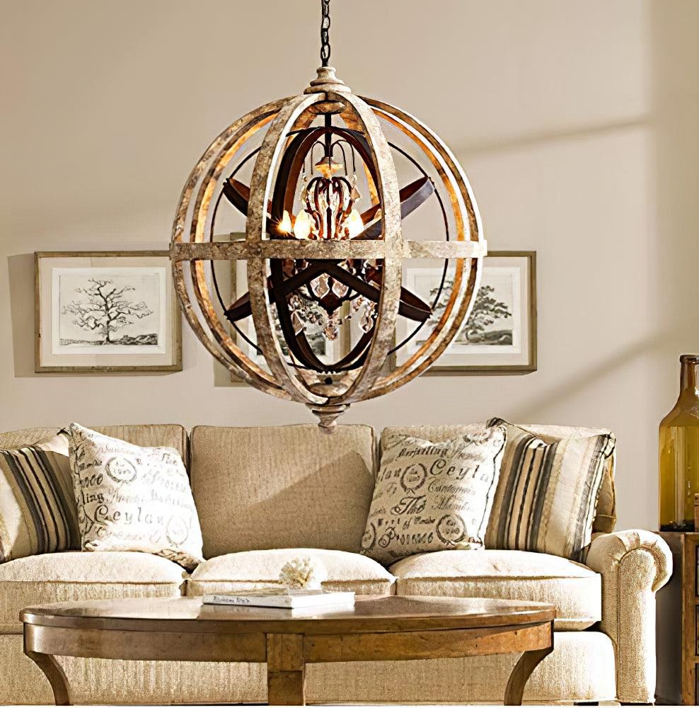 Retro Globe Weathered Chandelier - Letslighting