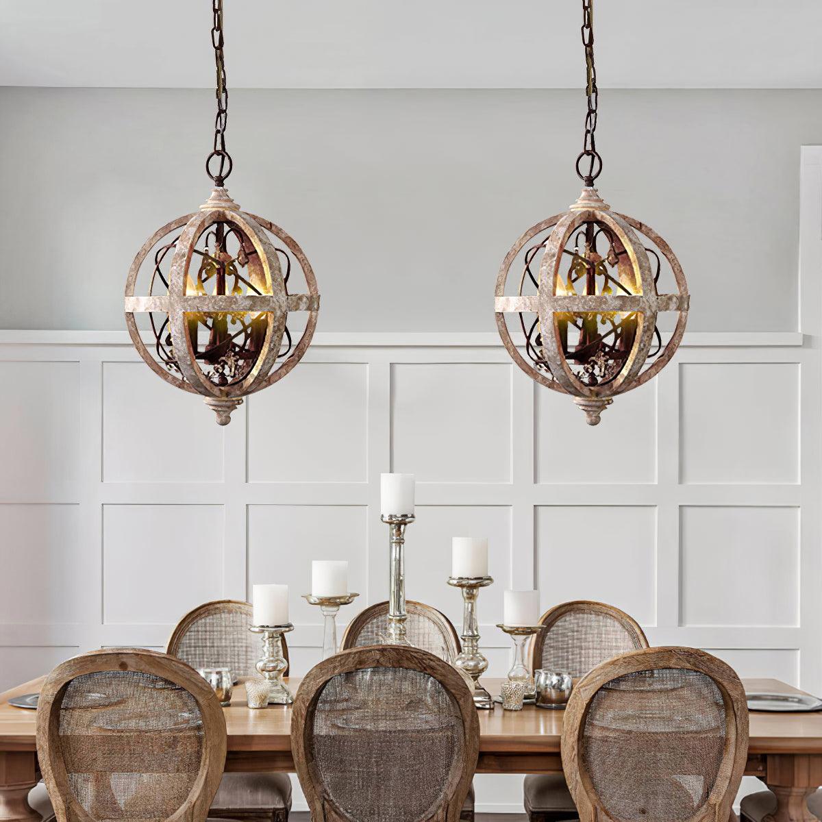 Retro Globe Weathered Chandelier - Letslighting