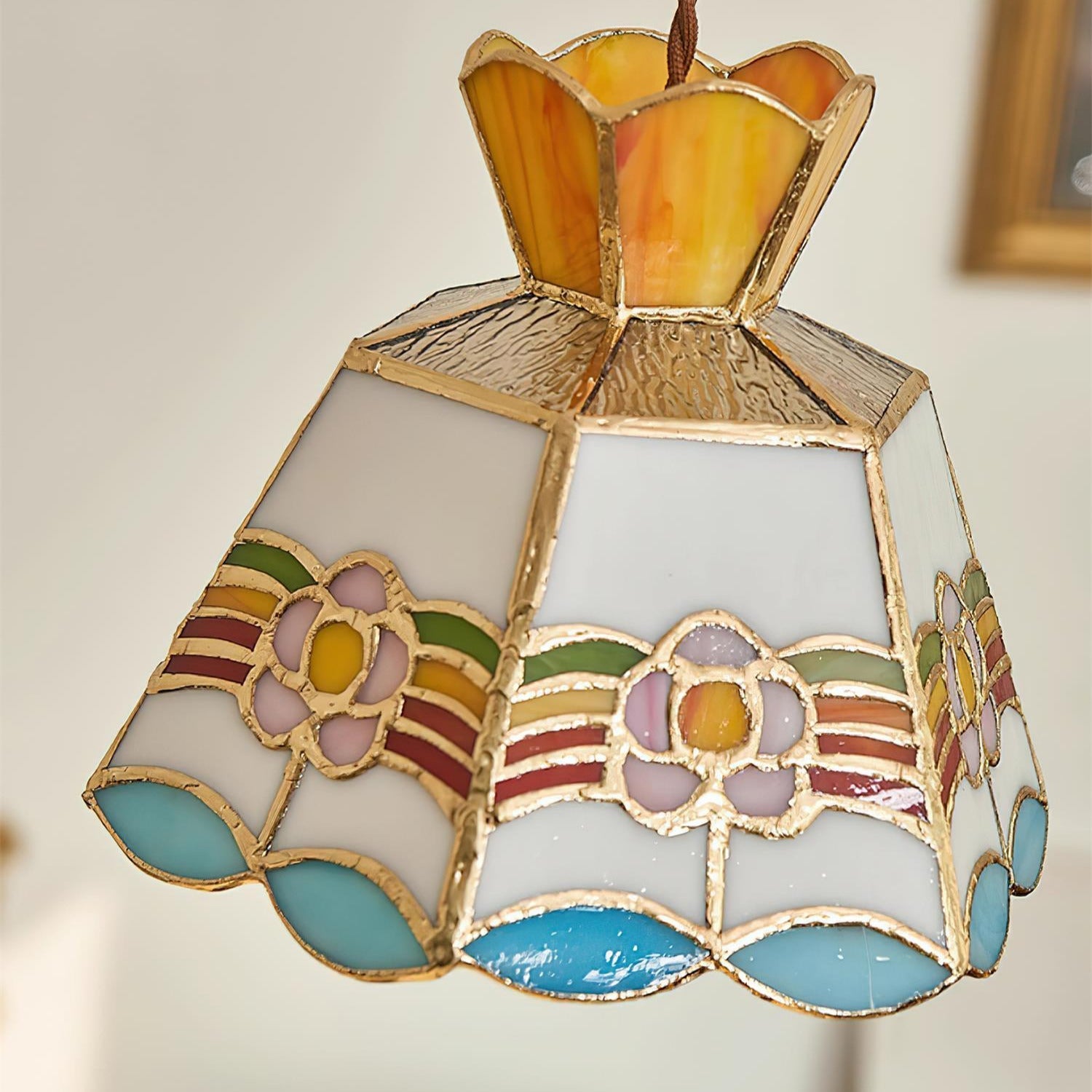 Tiffany Lámparas Colgantes Retro de Cristal Florales