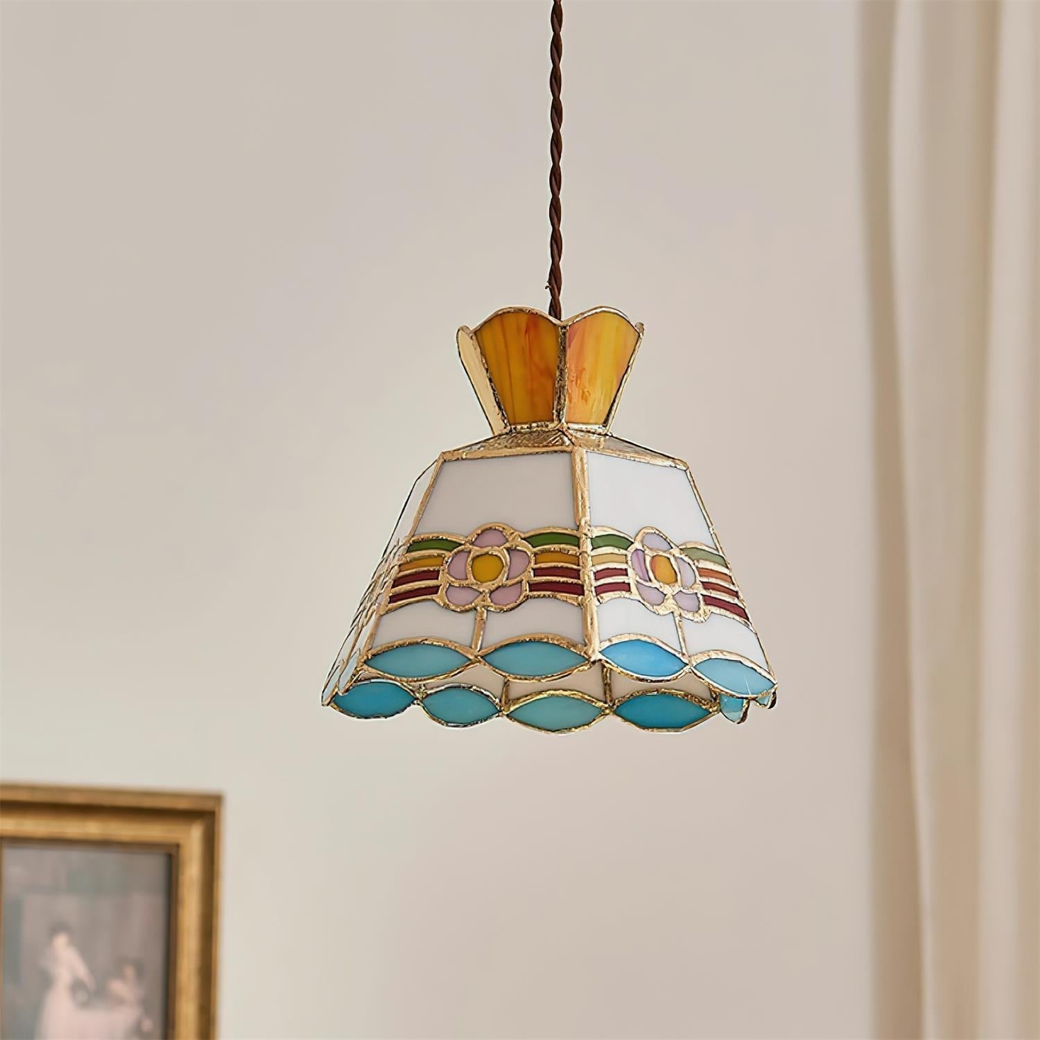 Tiffany Lámparas Colgantes Retro de Cristal Florales