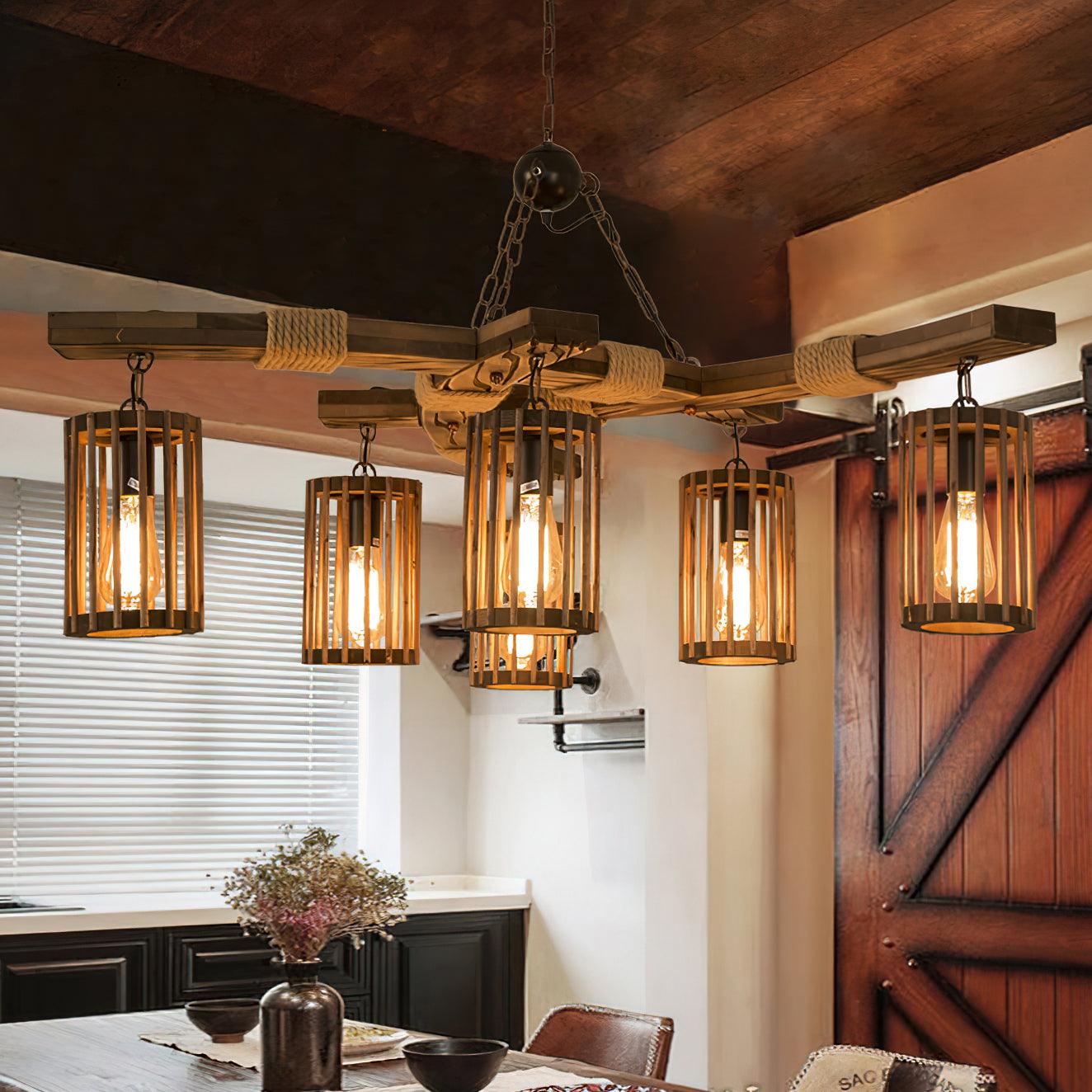 Retro Solid Wood Chandelier - Letslighting