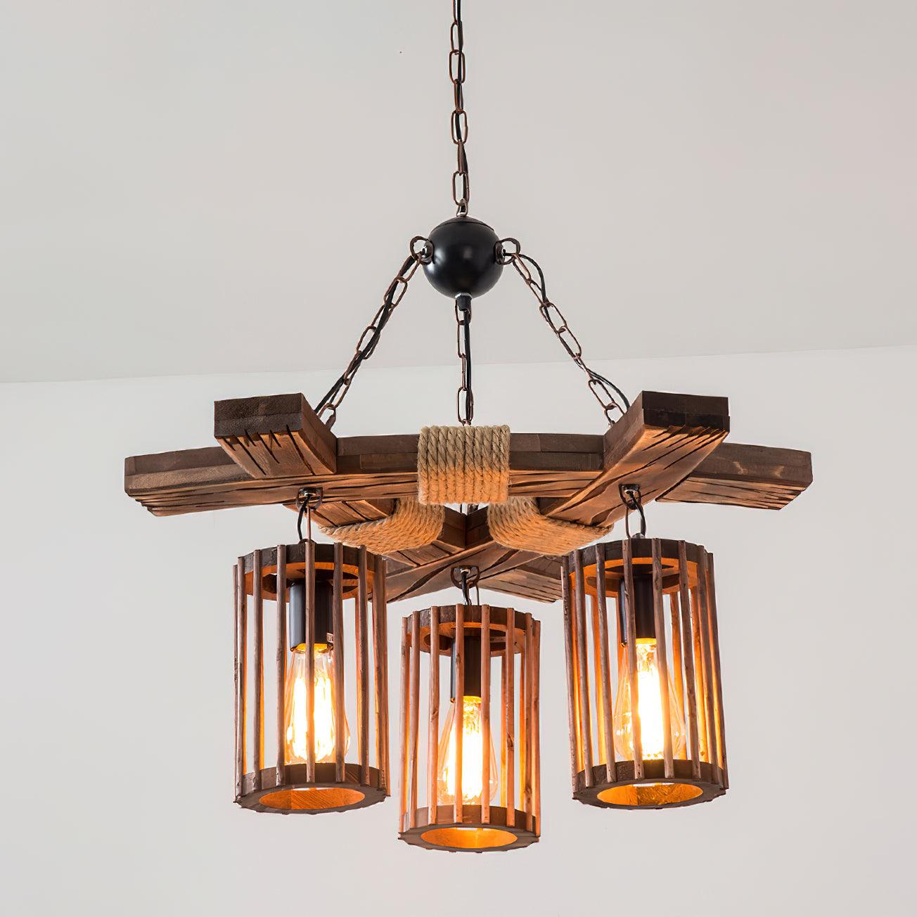 Retro Solid Wood Chandelier - Letslighting