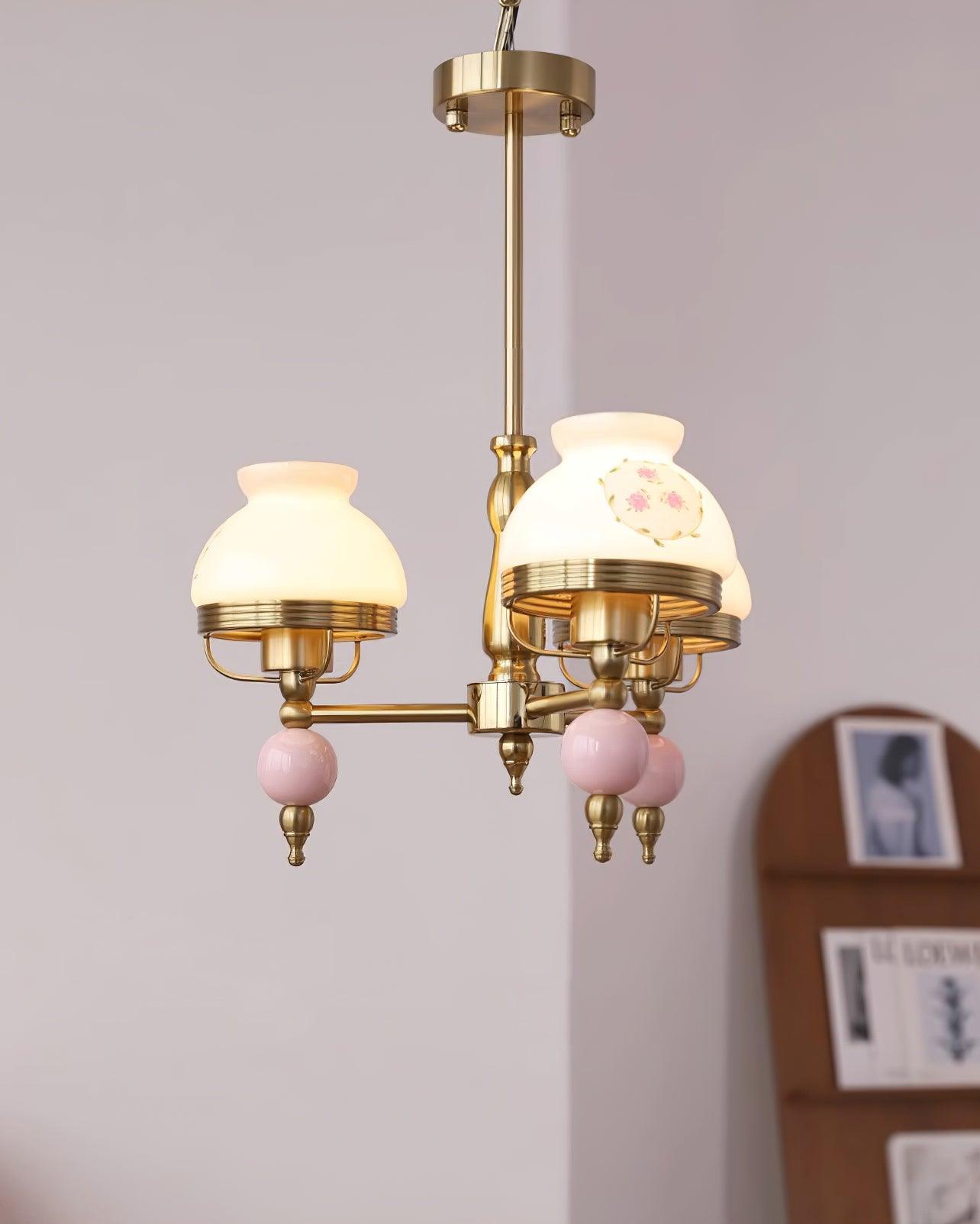 Chandelier Glass and Metal Fixture for Dining or Living Room Vintage - Letslighting