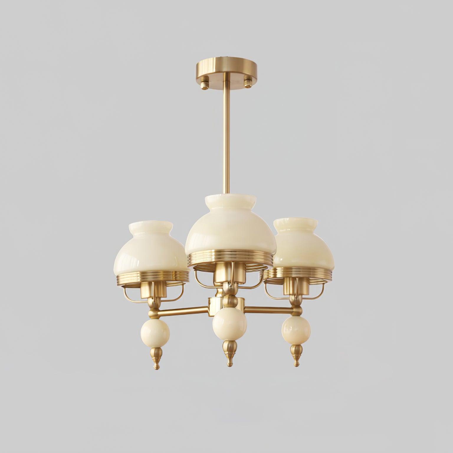 Chandelier Glass and Metal Fixture for Dining or Living Room Vintage - Letslighting