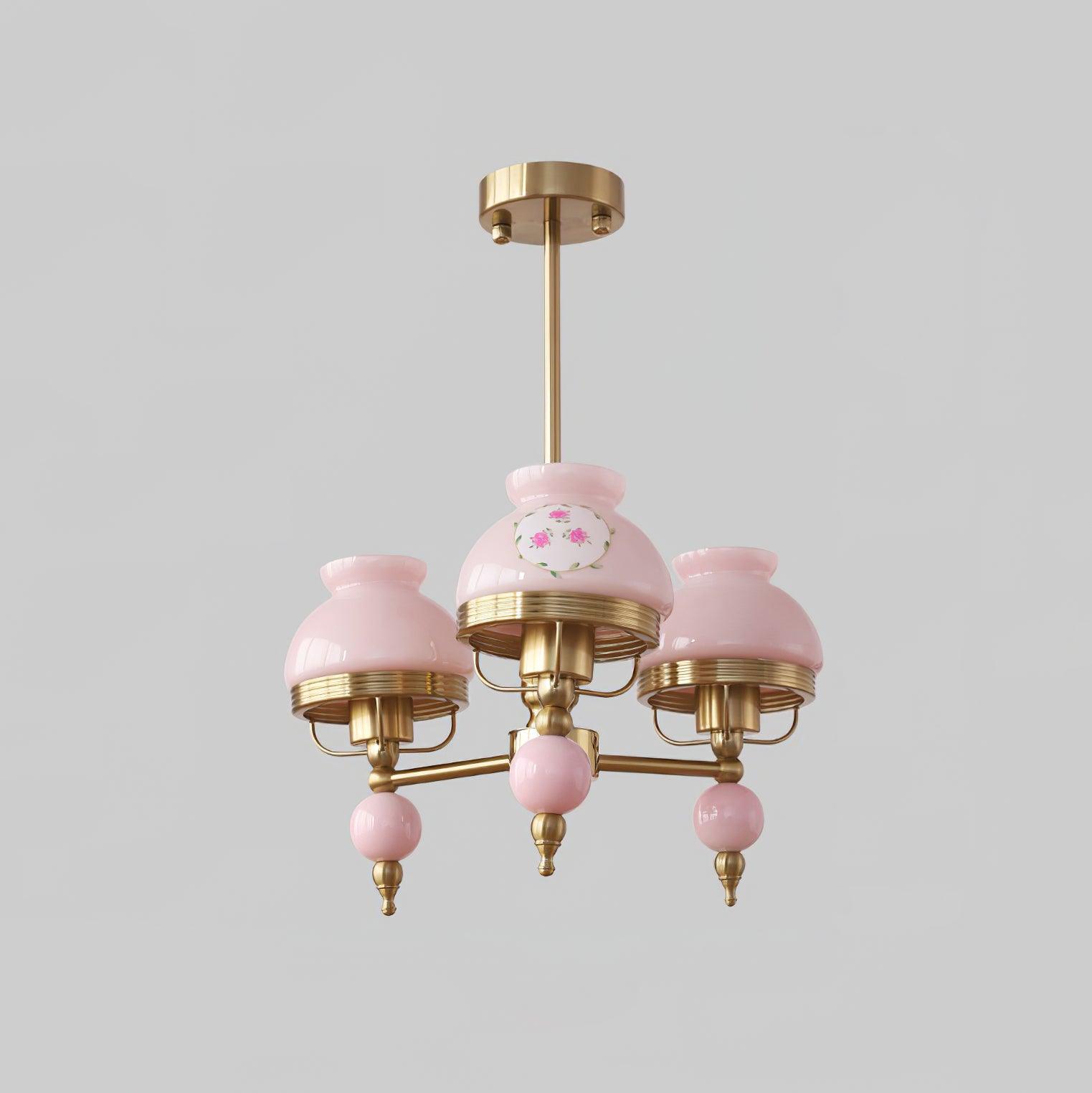 Chandelier Glass and Metal Fixture for Dining or Living Room Vintage - Letslighting