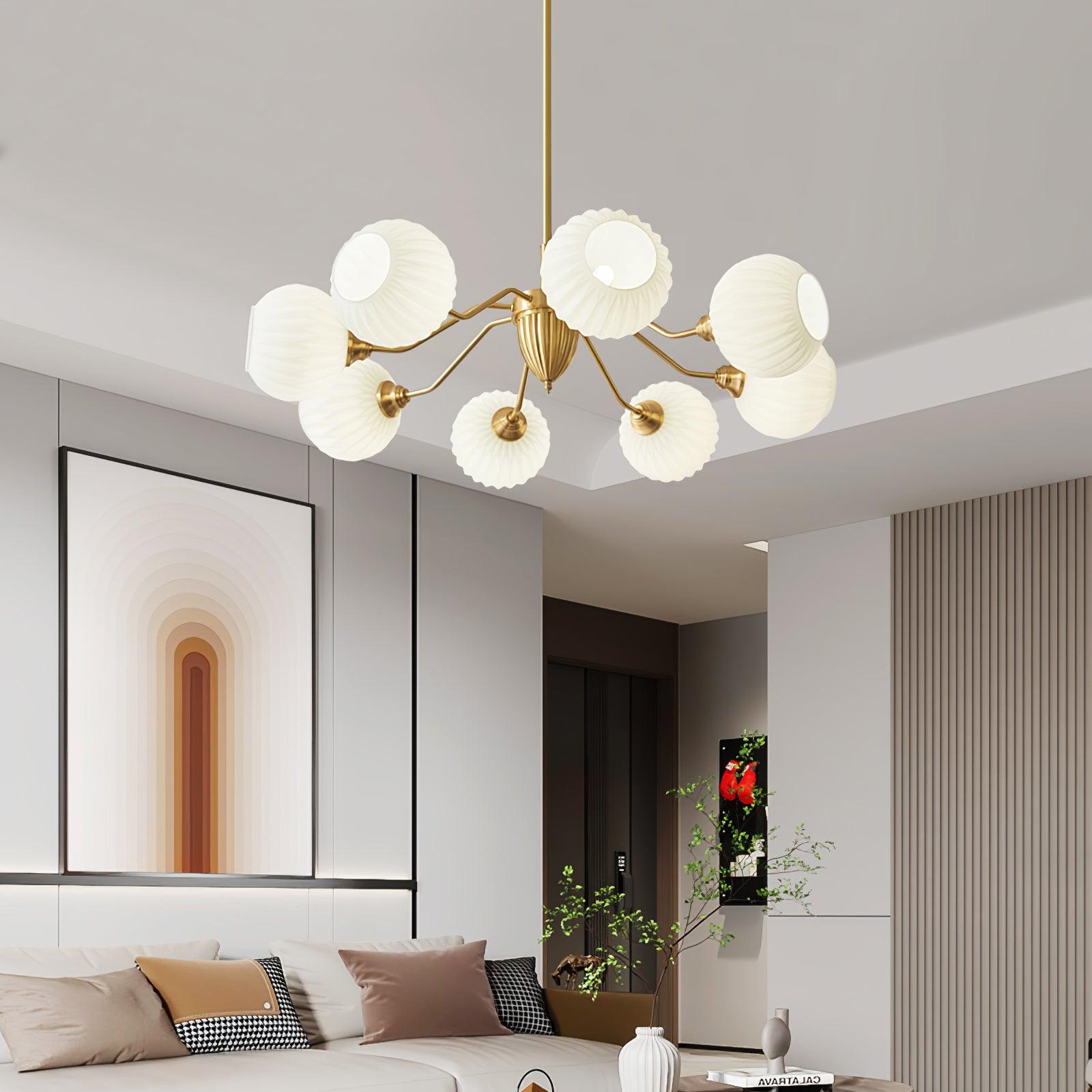 Ribbed Glass Ball Chandelier - Letslighting