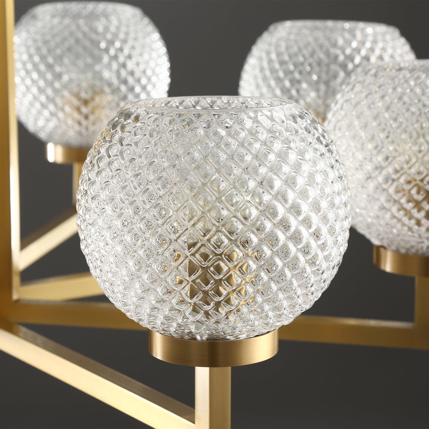 Ribbed Glass Brass Chandelier - Letslighting