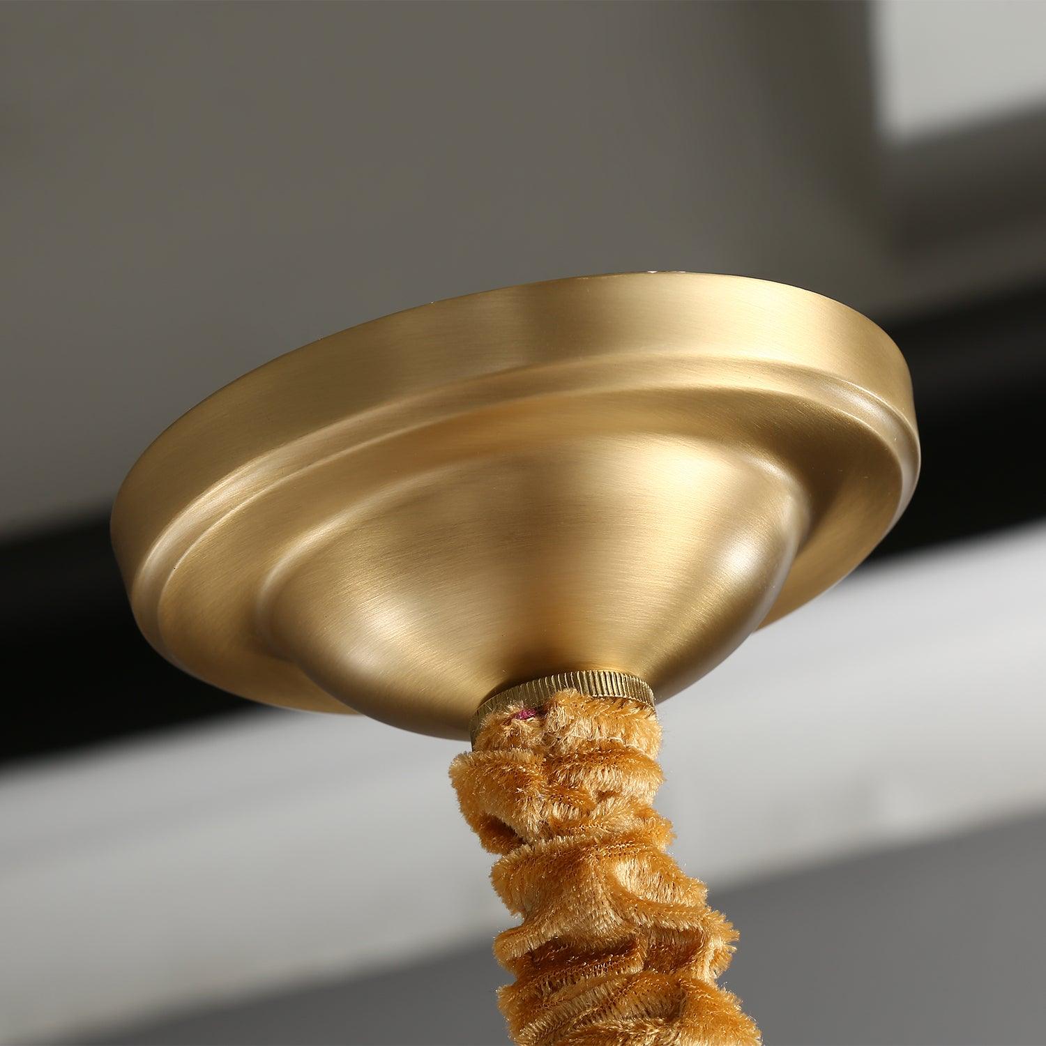 Ribbed Glass Brass Chandelier - Letslighting